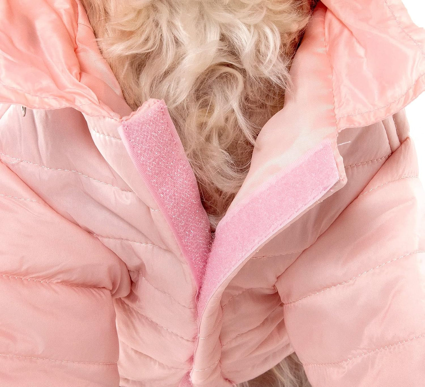 Light Pink Dog Winter Coat – Warm Padded Jacket for Small Dogs | Elastic Hem + Windproof Design + Easy On/Off