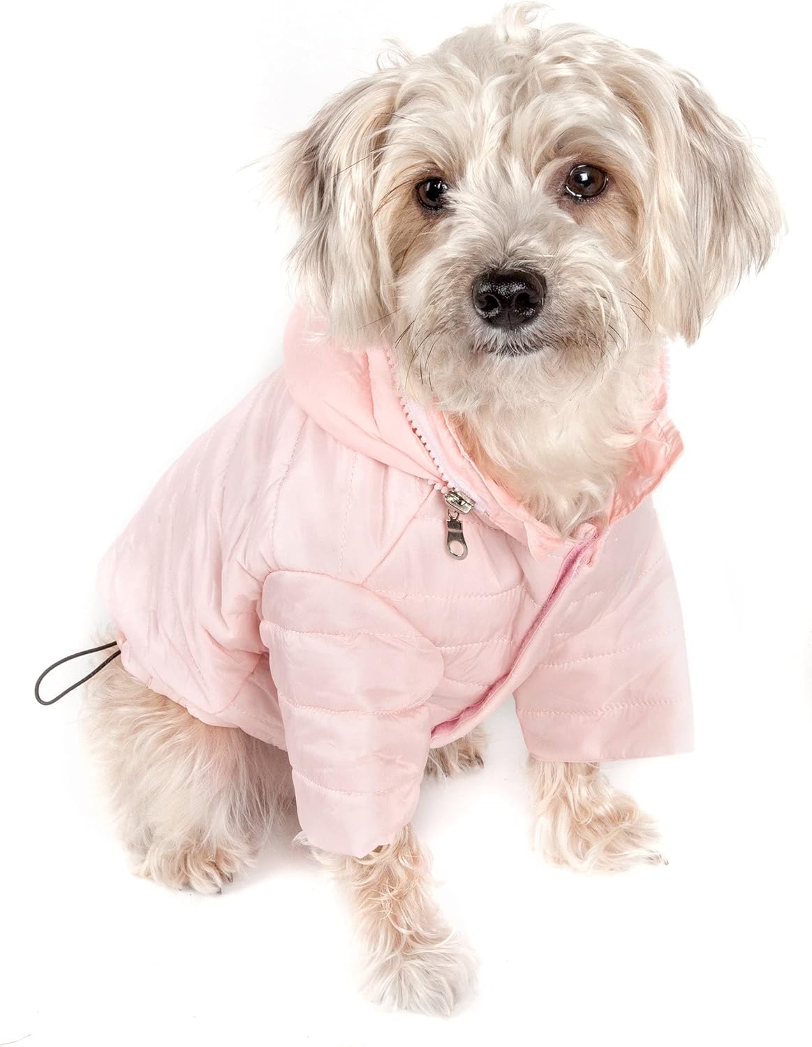 Light Pink Dog Winter Coat – Warm Padded Jacket for Small Dogs | Elastic Hem + Windproof Design + Easy On/Off