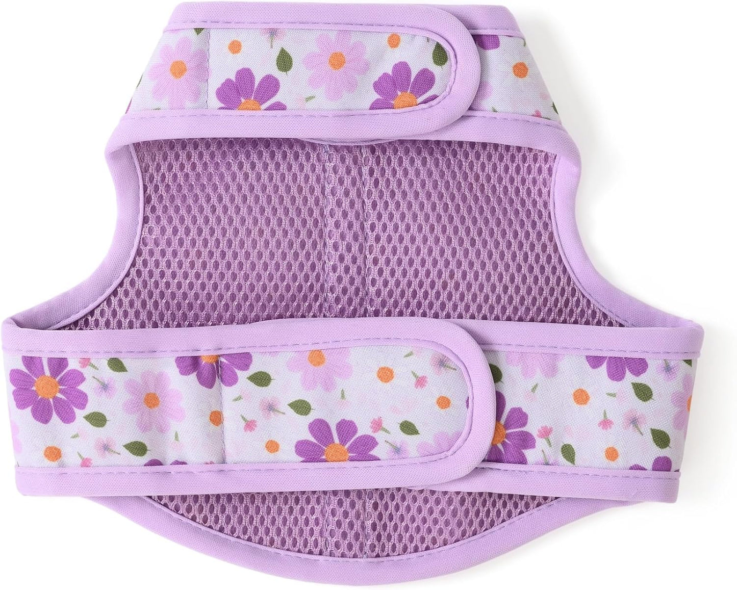 Purple Daisy Dog Harness – Vest-Style Leash Harness for Small Dogs | Soft Breathable Mesh with Floral Print & Gentle Trim