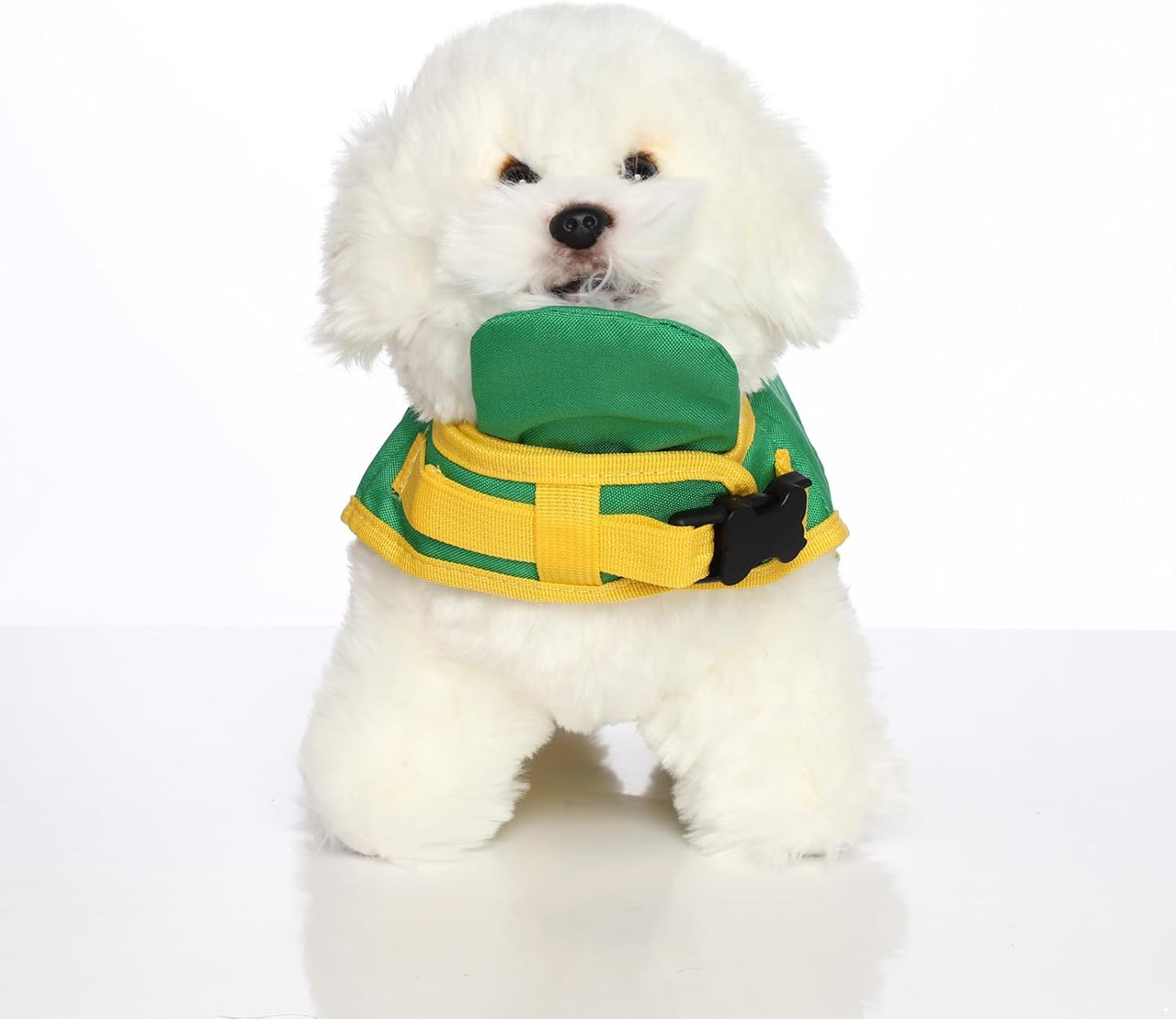 Green Dinosaur Dog Life Jacket – Cute Floatation Vest for Small Dogs | 3D Spine Design + Safety Handle + Secure Buckles