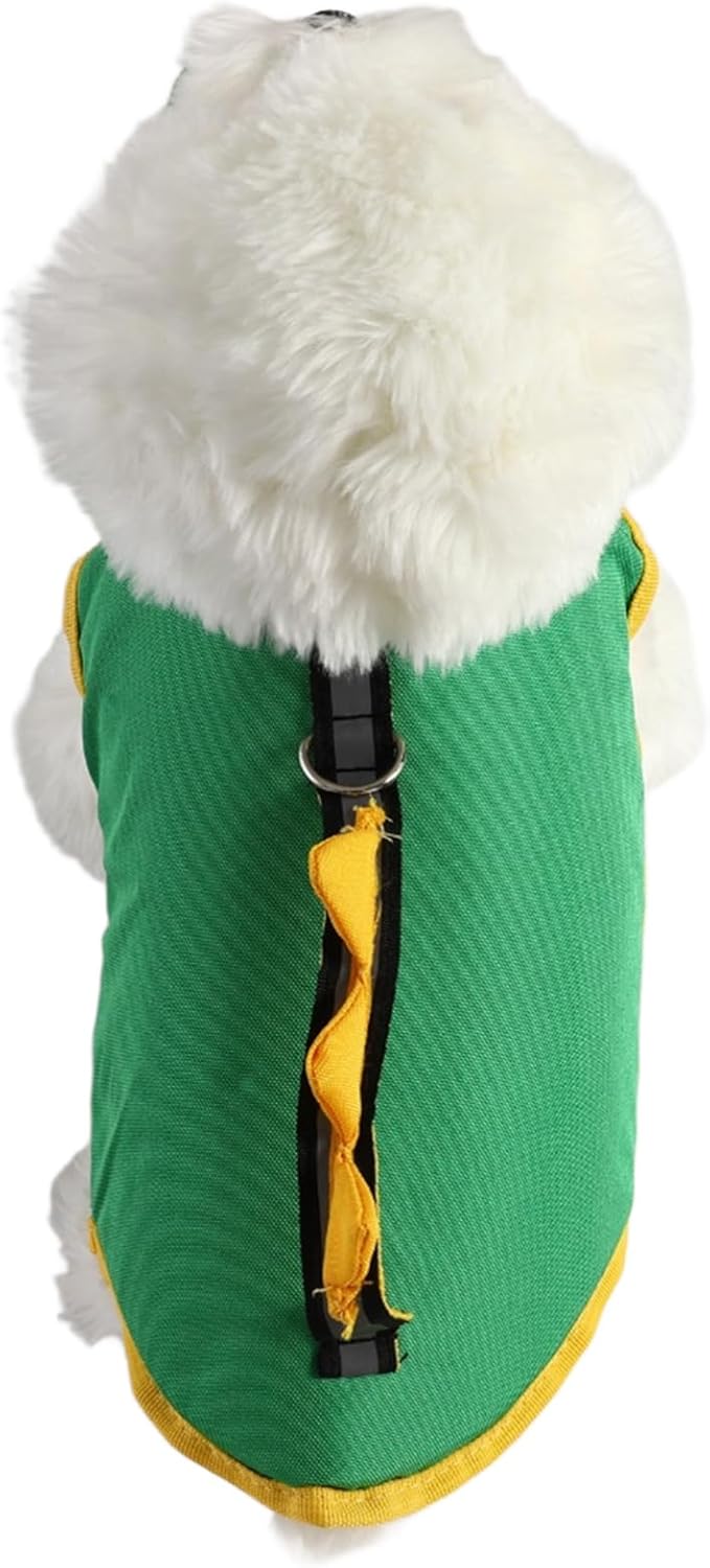Green Dinosaur Dog Life Jacket – Cute Floatation Vest for Small Dogs | 3D Spine Design + Safety Handle + Secure Buckles