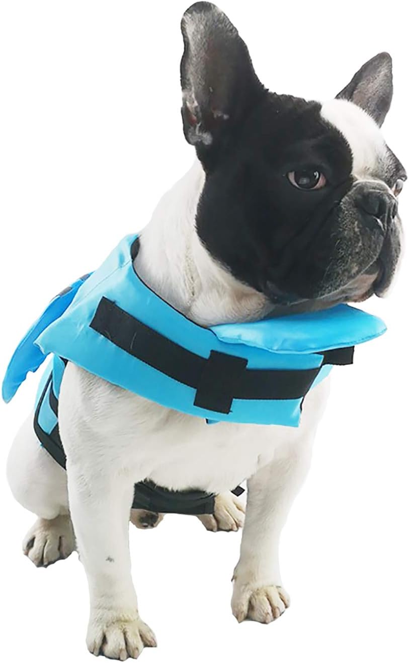 Blue Shark Fin Dog Life Jacket – Buoyancy Swim Vest for Small & Medium Dogs | Reflective Trim + Rescue Handle + Cute Fin Design