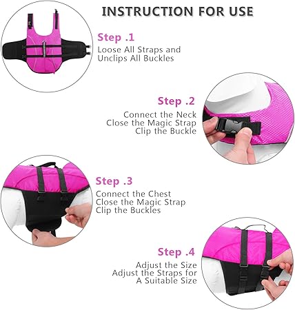 Shark Fin Dog Life Jacket – Pink Safety Vest for Small Dogs | Adjustable Buoyancy with Handle & Waterproof Design