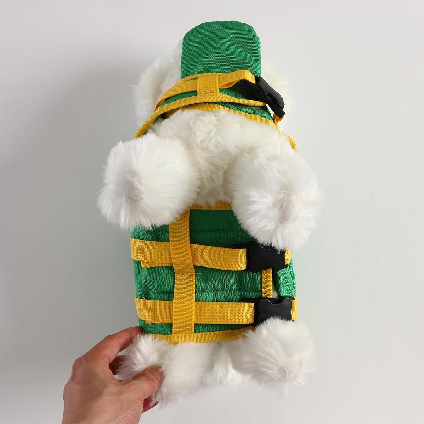 Green Dinosaur Dog Life Jacket – Cute Floatation Vest for Small Dogs | 3D Spine Design + Safety Handle + Secure Buckles