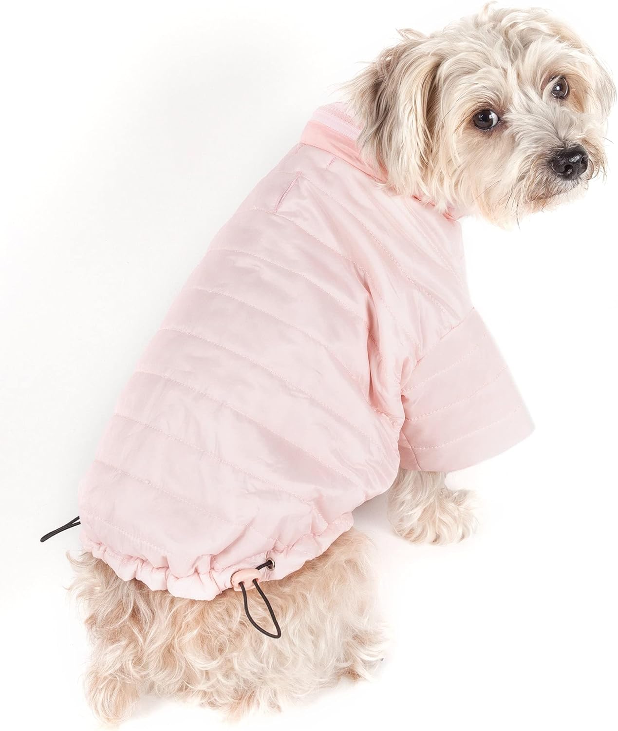 Light Pink Dog Winter Coat – Warm Padded Jacket for Small Dogs | Elastic Hem + Windproof Design + Easy On/Off