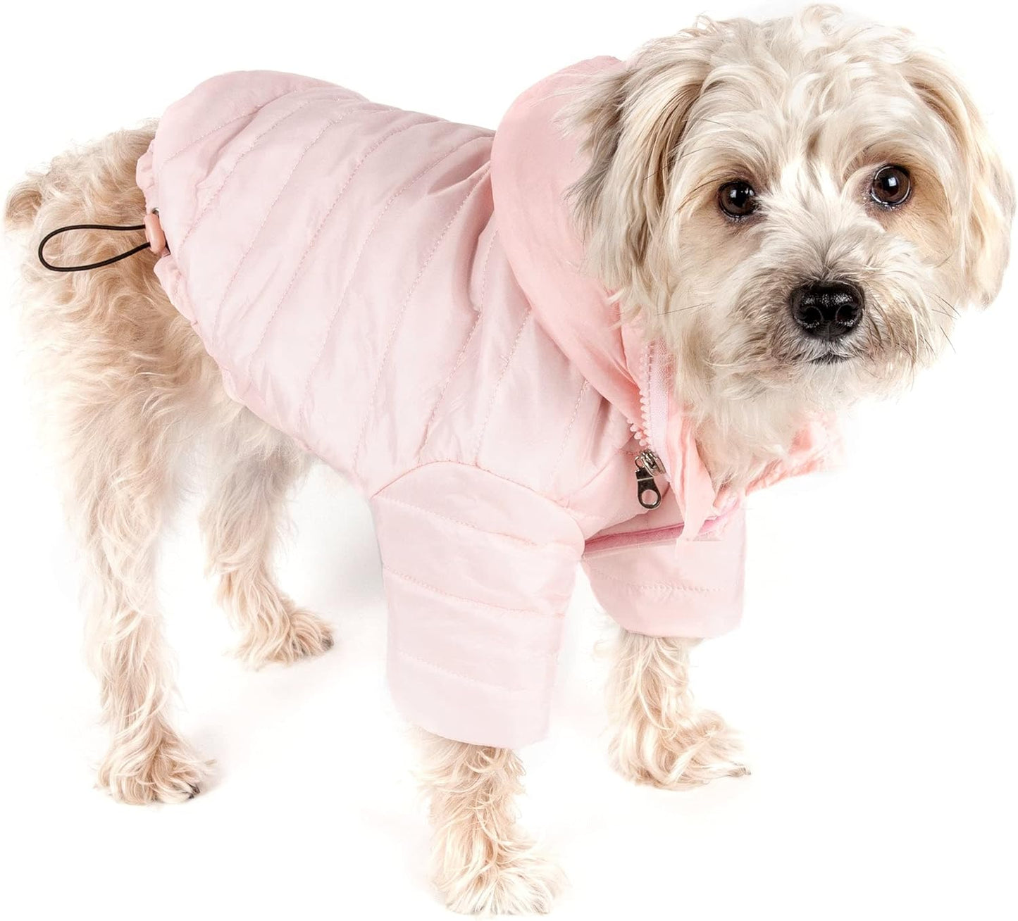 Light Pink Dog Winter Coat – Warm Padded Jacket for Small Dogs | Elastic Hem + Windproof Design + Easy On/Off