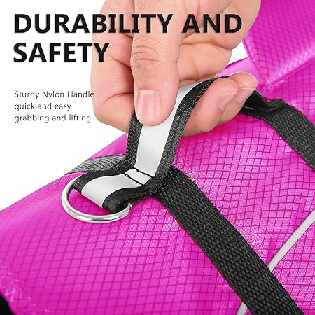 Shark Fin Dog Life Jacket – Pink Safety Vest for Small Dogs | Adjustable Buoyancy with Handle & Waterproof Design